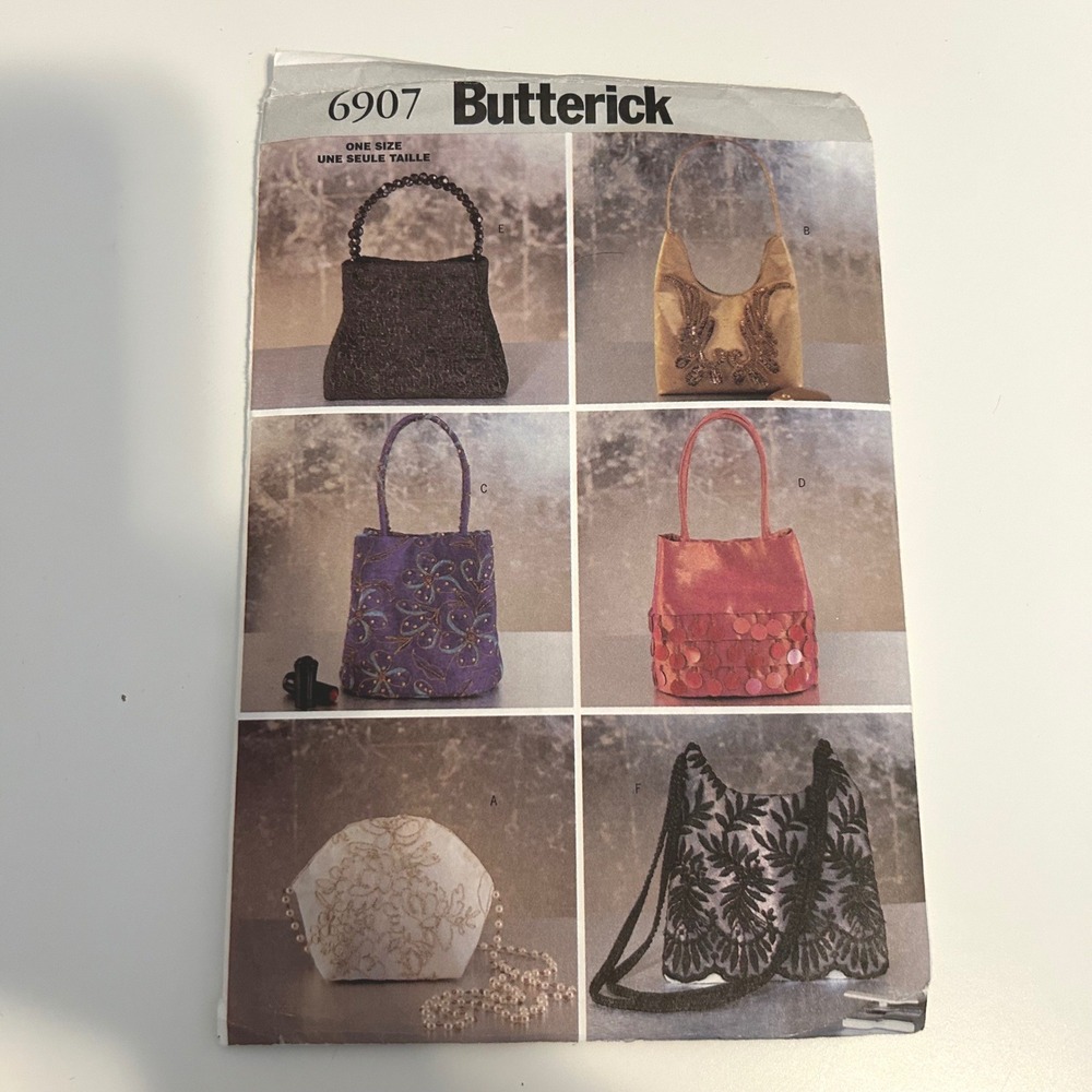 Butterick 6907 NEW Bag Sewing Pattern One Size 6 Styles Vintage 2001 Purses - Picture 1 of 3